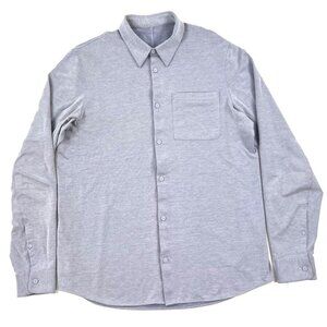 Lululemon Oxford Shirt Mens Size Medium Long Sleeve Button Front Zip Pocket Blue